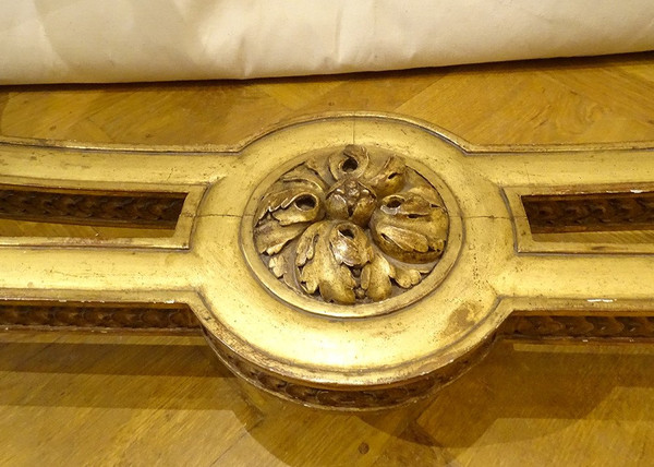 Console Louis XVI Demi-lune Bois Sculpté Doré Marbre Napoléon III XIXème