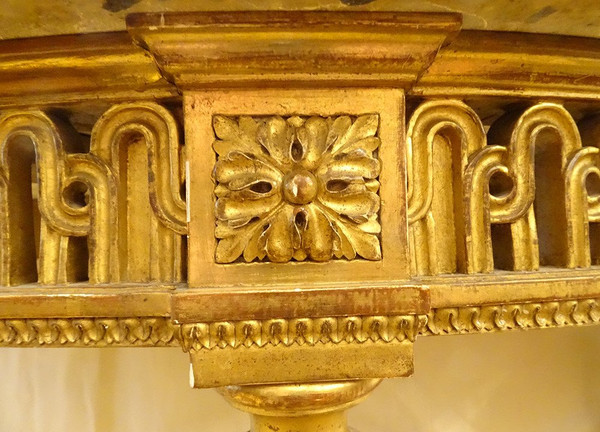 Console Louis XVI Demi-lune Bois Sculpté Doré Marbre Napoléon III XIXème
