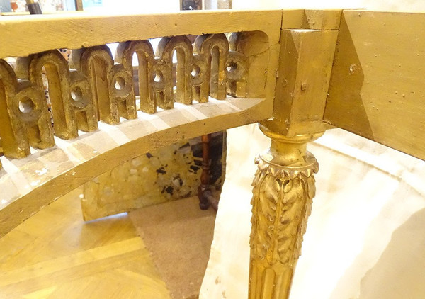 Console Louis XVI Demi-lune Bois Sculpté Doré Marbre Napoléon III XIXème