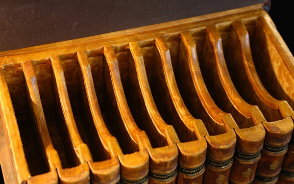 Cassette, Coffret De Bureau, Faux Livres, Cuir, XIXème