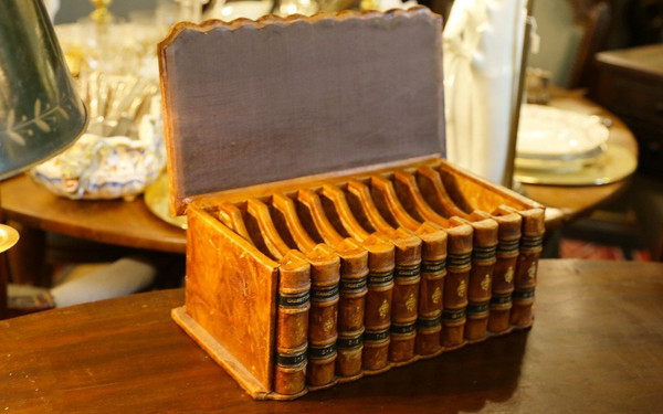 Cassette, Coffret De Bureau, Faux Livres, Cuir, XIXème