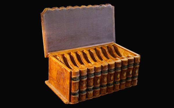 Cassette, Coffret De Bureau, Faux Livres, Cuir, XIXème