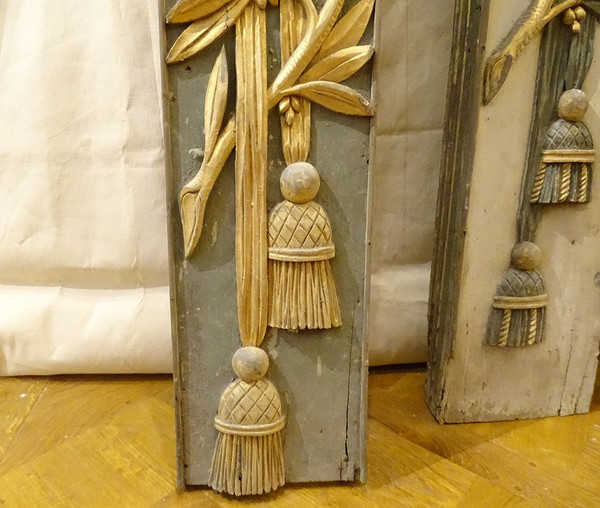 Morceaux Boiserie Décoration Retable Bois Peint Doré Calice Ostensoir 18è