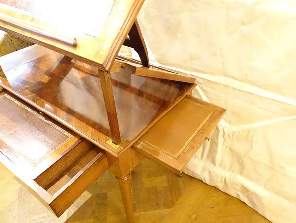 Table à La Tronchin Bureau d'Architecte Acajou Cuir Tiroir XIXème Siècle