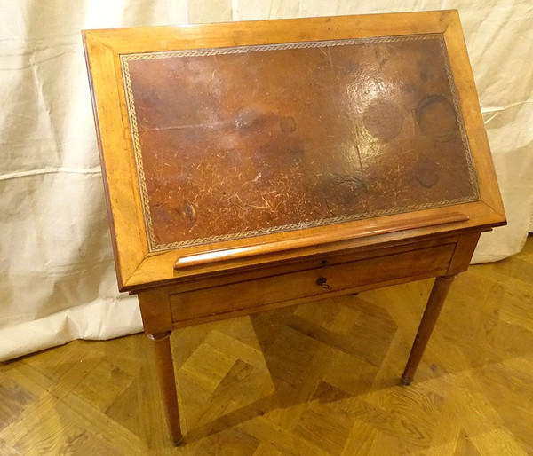 Table à La Tronchin Bureau d'Architecte Acajou Cuir Tiroir XIXème Siècle