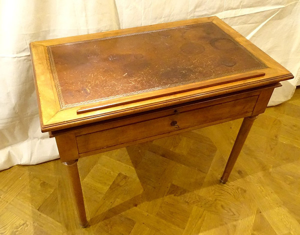 Table à La Tronchin Bureau d'Architecte Acajou Cuir Tiroir XIXème Siècle