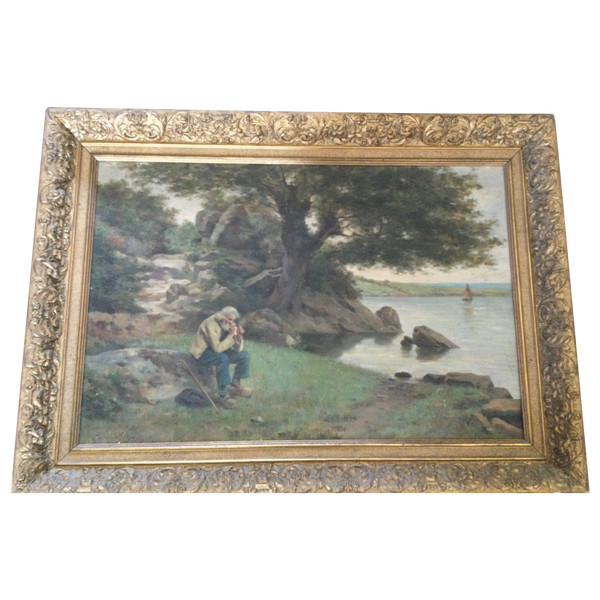 The smoker of the creek signed Paul ABRAM (1854-1925)
