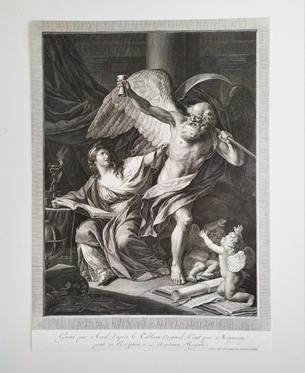 Allegorical Etching 18th C Engraving By Avril Old Print