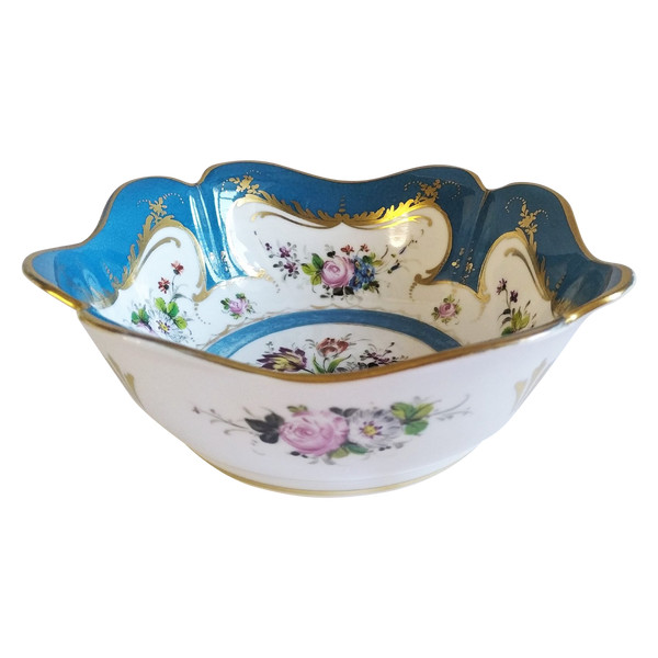 Coupe Quadrilobée En Porcelaine Peinte Décor de Fleurs Samson 19ème