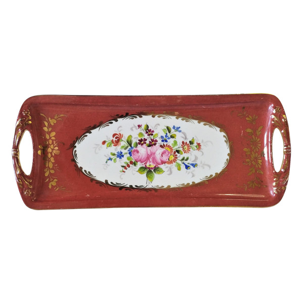 Plateau Porcelaine Limoges France  Décor Peint Main 