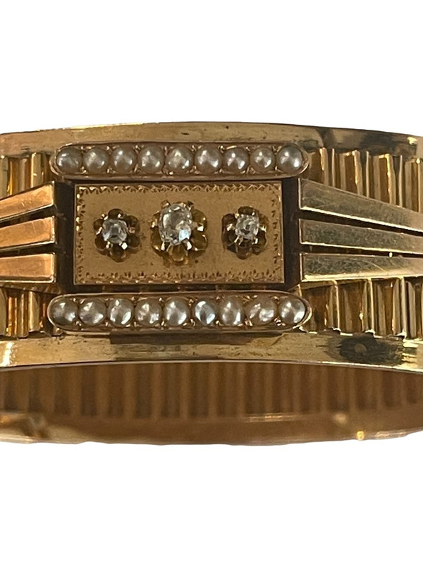 Napoleon III. Armband aus Gold, Perlen und Diamanten