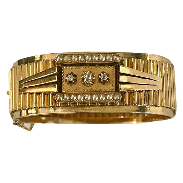 Napoleon III. Armband aus Gold, Perlen und Diamanten