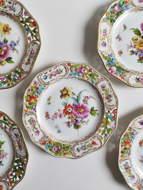 Assiettes Peinte à La Main En Porcelain Potschappel Dresden