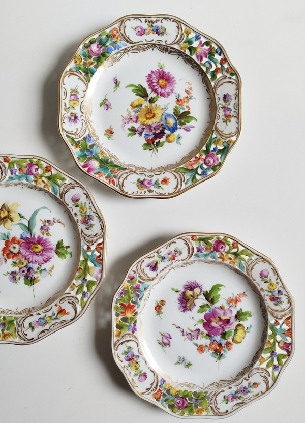 Assiettes Peinte à La Main En Porcelain Potschappel Dresden