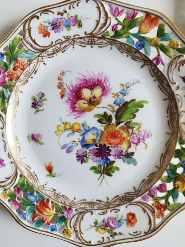 Assiettes Peinte à La Main En Porcelain Potschappel Dresden