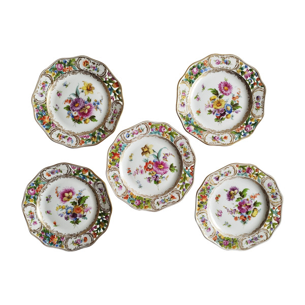 Assiettes Peinte à La Main En Porcelain De Dresden 