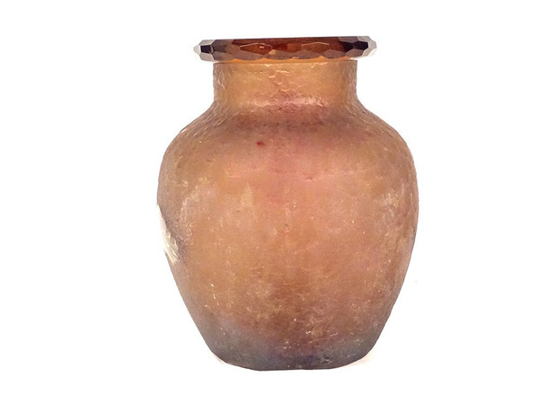 Vase Boule En Verre Givré Par Montjoye Legras,  Art Nouveau Début XXème Siècle