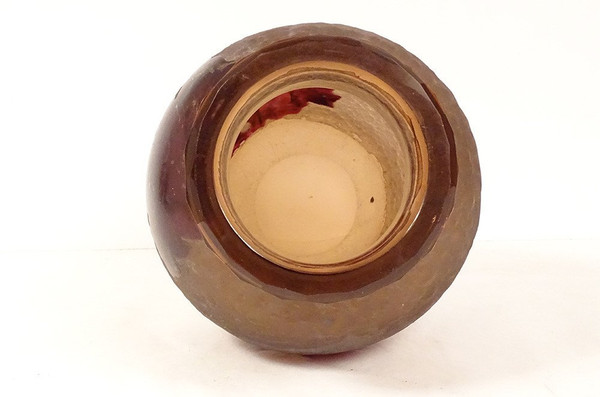 Vase Boule En Verre Givré Par Montjoye Legras,  Art Nouveau Début XXème Siècle