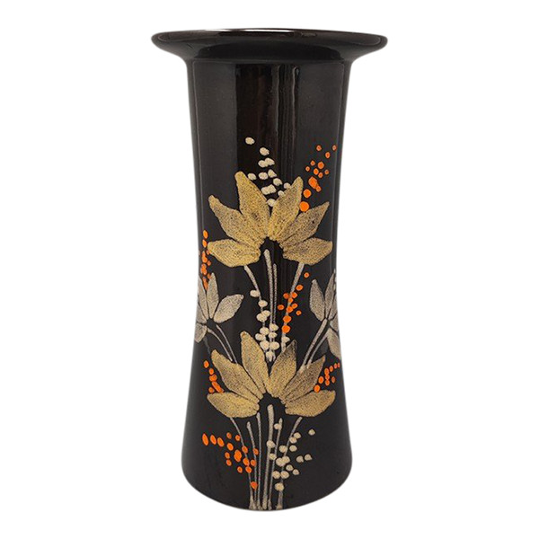 1970 Prächtige braune Keramikvase von SIC, handbemalt. Hergestellt in Italien
