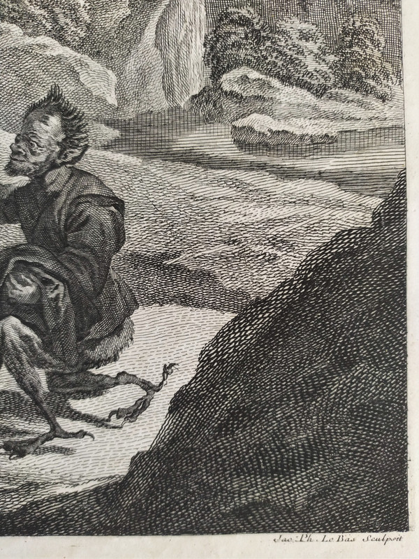 Gravure La Tentation De Saint-antoine Gravé Par Jacques Philippe Le Bas 