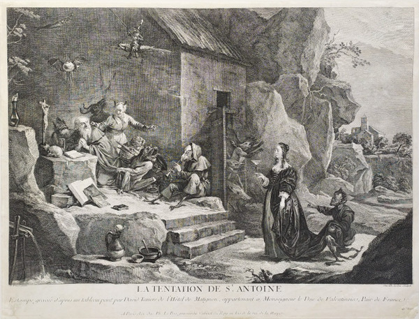 Gravure La Tentation De Saint-antoine Gravé Par Jacques Philippe Le Bas 