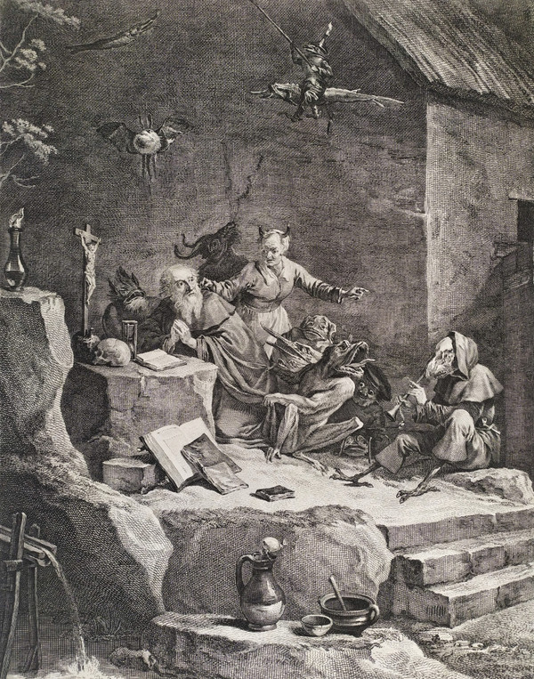 Gravure La Tentation De Saint-antoine Gravé Par Jacques Philippe Le Bas 
