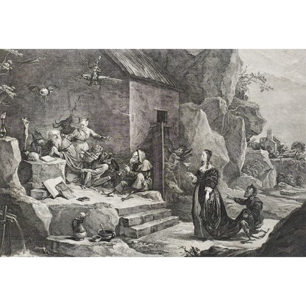 Gravure La Tentation De Saint-antoine Gravé Par Jacques Philippe Le Bas 