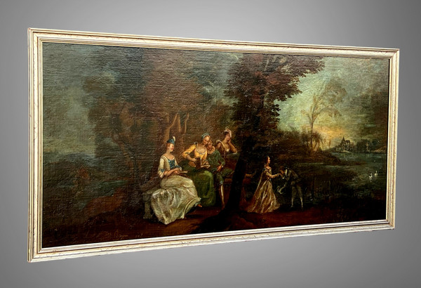 TABLEAU / HUILE SUR TOILE / ECOLE FRANÇAISE DU XIXe " SCENE PASTORALE " ENCADRÉE