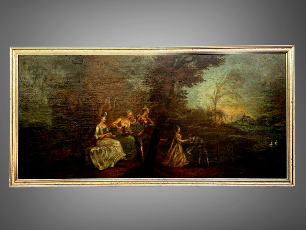TABLEAU / HUILE SUR TOILE / ECOLE FRANÇAISE DU XIXe " SCENE PASTORALE " ENCADRÉE