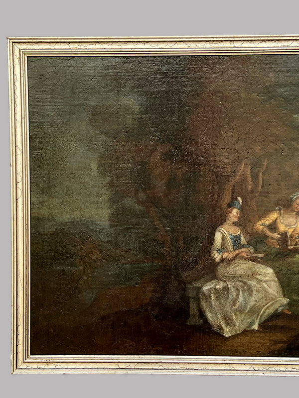 TABLEAU / HUILE SUR TOILE / ECOLE FRANÇAISE DU XIXe " SCENE PASTORALE " ENCADRÉE