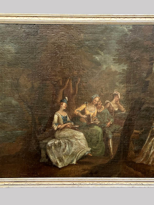 TABLEAU / HUILE SUR TOILE / ECOLE FRANÇAISE DU XIXe " SCENE PASTORALE " ENCADRÉE