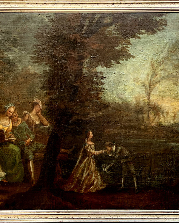 TABLEAU / HUILE SUR TOILE / ECOLE FRANÇAISE DU XIXe " SCENE PASTORALE " ENCADRÉE
