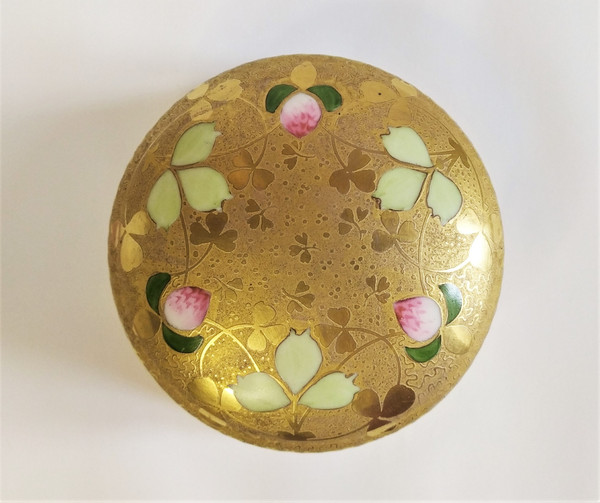 Limoges Painted Porcelain Box Art Nouveau Style Gilted