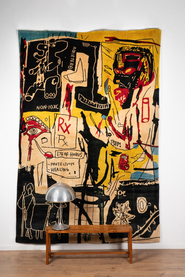 After Jean-Michel Basquiat. Rug, or tapestry “Melting Point of Ice”. Contemporary work.