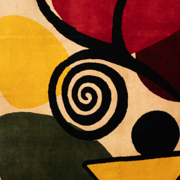 According to Alexandre Calder. Abstract woolen rug or tapestry. Contemporary work.