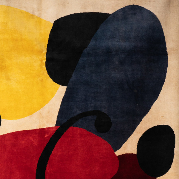 According to Alexandre Calder. Abstract woolen rug or tapestry. Contemporary work.