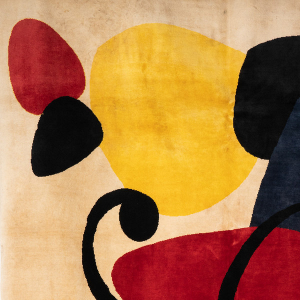 According to Alexandre Calder. Abstract woolen rug or tapestry. Contemporary work.