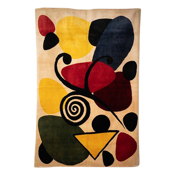 According to Alexandre Calder. Abstract woolen rug or tapestry. Contemporary work.