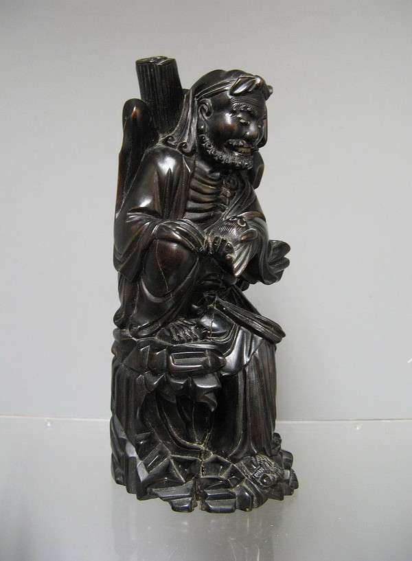 Sculpture en bois de fer. Chine XIXe. Dieu Divinité Tao
