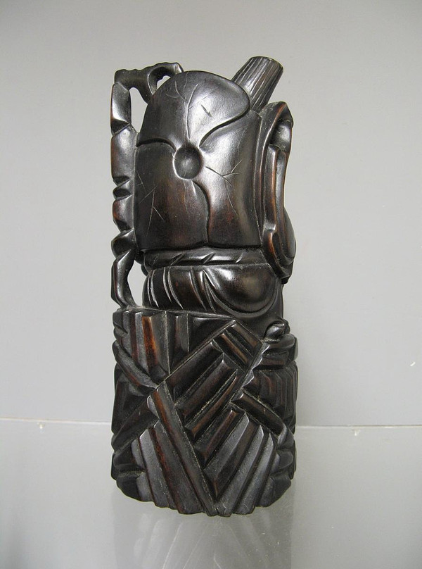 Sculpture en bois de fer. Chine XIXe. Dieu Divinité Tao