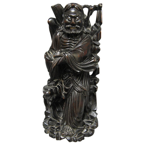 Sculpture en bois de fer. Chine XIXe. Dieu Divinité Tao