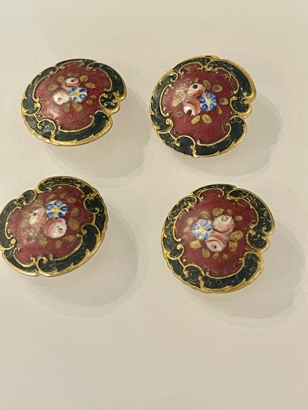 Art Nouveau enameled buttons