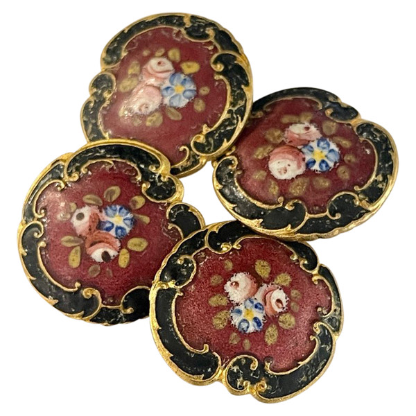 Art Nouveau enameled buttons