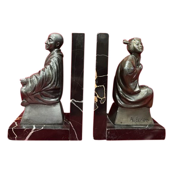 Pair Of Marble Bookends And Regulates By Adam Feron