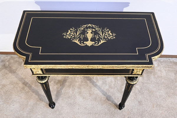 Console Table de Jeux en Bois Noirci, époque Napoléon III – Milieu XIXe