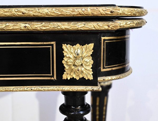 Console Table de Jeux en Bois Noirci, époque Napoléon III – Milieu XIXe