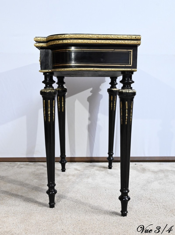Console Table de Jeux en Bois Noirci, époque Napoléon III – Milieu XIXe