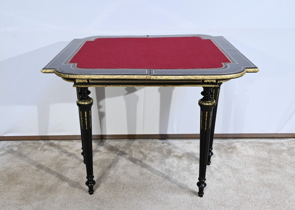 Console Table de Jeux en Bois Noirci, époque Napoléon III – Milieu XIXe