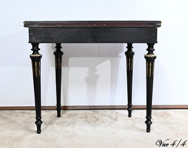 Console Table de Jeux en Bois Noirci, époque Napoléon III – Milieu XIXe