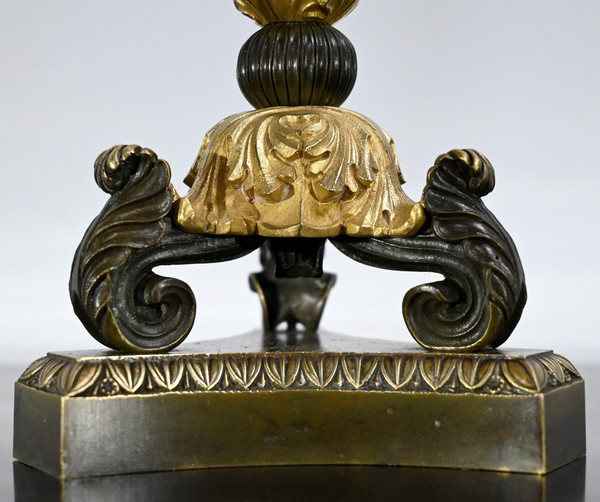 Coppia di Candelieri in Bronzo con Doppia Patina, Epoca Restauro – Inizio XIX Secolo